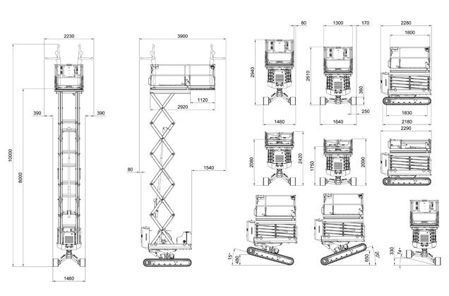 Teknisk diagram 5 for Bæltelift / Sakselift 10 m