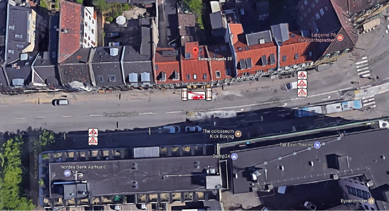 Afspærring og skiltning ved Banegardsgade 33