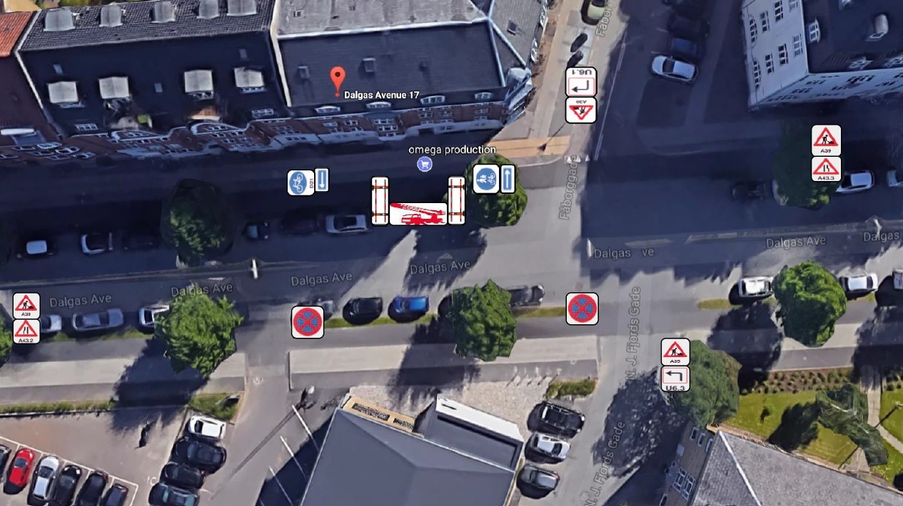 Afspærring og skiltning ved Dalgas Avenue 17