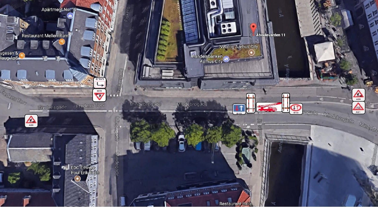 Afspærring og skiltning ved Mindebrogade